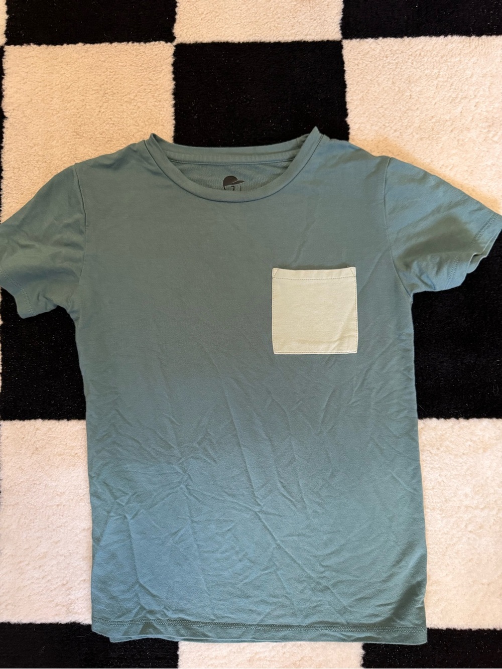 Kids Pocket Tee in Sage Green with Contrast Pocket